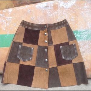 70s patchwork suede skirt.